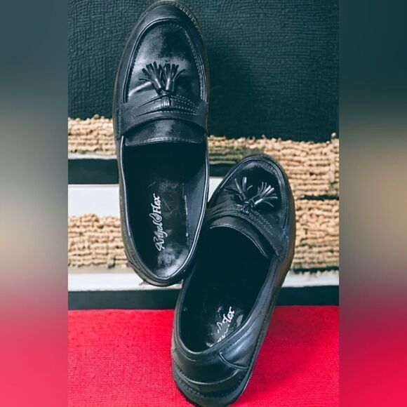 LOAFERS ANGEL FLEX  Women's  loafer TASSELS SLIP ON BLACK 9.5 LEATHER - Picture 5 of 5